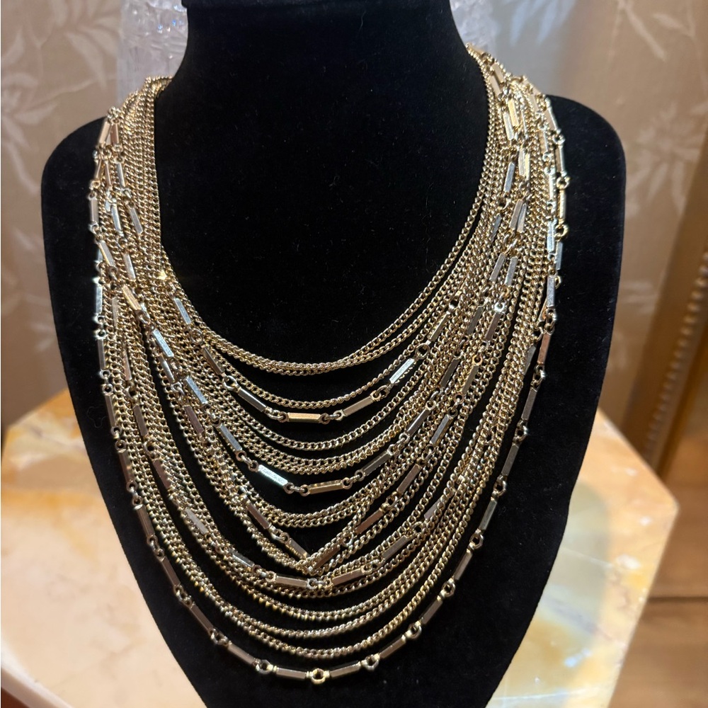 Vintage Elegant Gold Tone 16 Multi-Strand Necklace~Chain